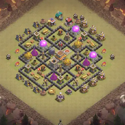 TH8 war Anti 3-Star base layout with copy link for Clash of Clans, layout #086