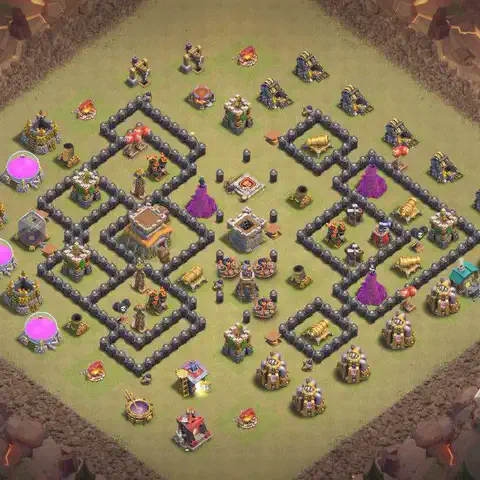 TH8 war Anti 3-Star base layout with copy link for Clash of Clans, layout #098
