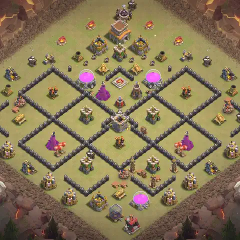 TH8 war Anti 3-Star base layout with copy link for Clash of Clans, layout #101