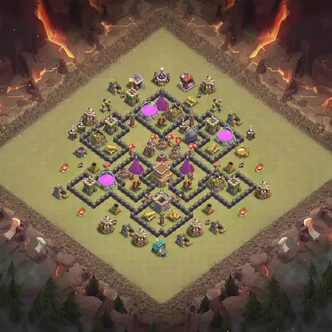 TH8 war Anti 3-Star base layout with copy link for Clash of Clans, layout #104