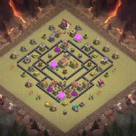 TH8 war Anti 3-Star base layout with copy link for Clash of Clans, layout #107