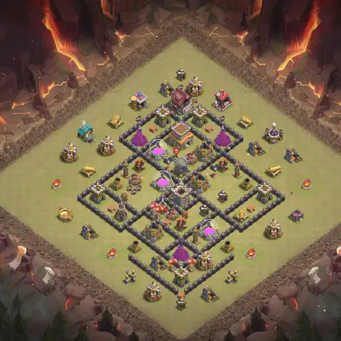 TH8 war Anti 3-Star base layout with copy link for Clash of Clans, layout #110