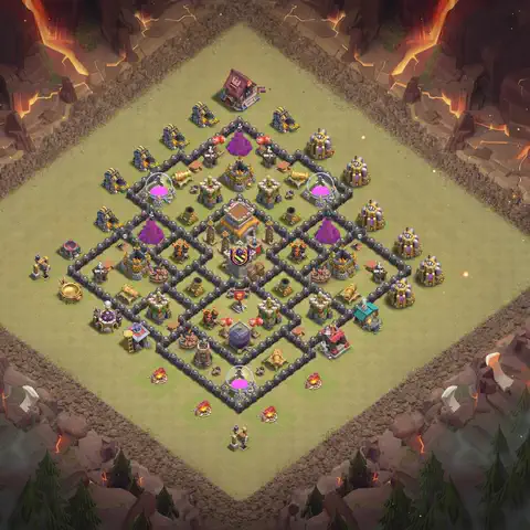 TH8 war Anti 3-Star base layout with copy link for Clash of Clans, layout #122