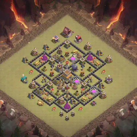 TH8 war Anti 3-Star base layout with copy link for Clash of Clans, layout #125