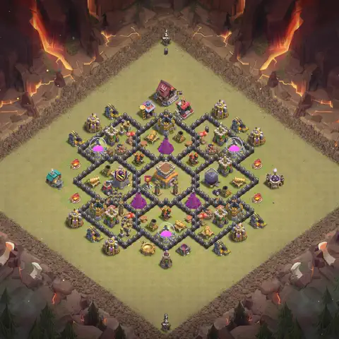 TH8 war Anti 3-Star base layout with copy link for Clash of Clans, layout #128