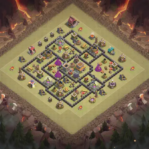 TH8 war Anti 3-Star base layout with copy link for Clash of Clans, layout #131