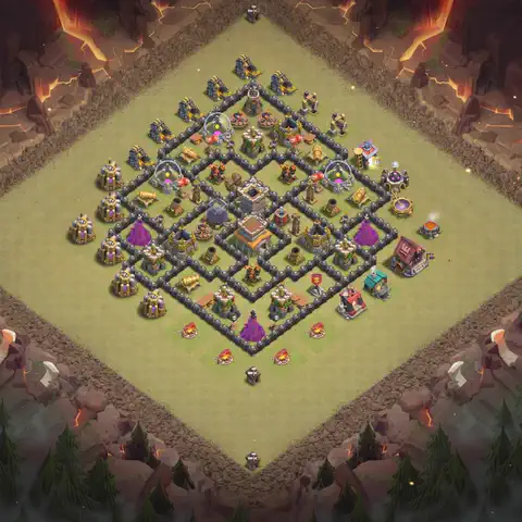 TH8 war Anti 3-Star base layout with copy link for Clash of Clans, layout #134