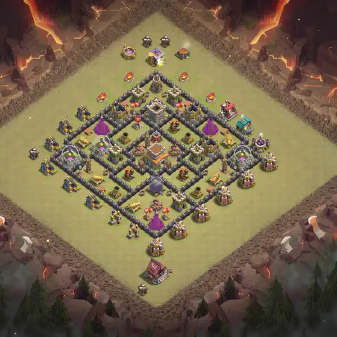 TH8 war Anti 3-Star base layout with copy link for Clash of Clans, layout #140