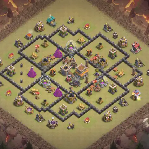 TH8 war Anti 3-Star base layout with copy link for Clash of Clans, layout #164