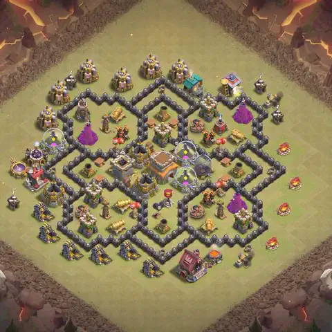 TH8 war Anti 3-Star base layout with copy link for Clash of Clans, layout #167