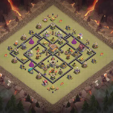 TH8 war Anti 3-Star base layout with copy link for Clash of Clans, layout #188
