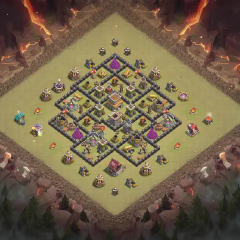 TH8 war Anti 3-Star base layout with copy link for Clash of Clans, layout #191
