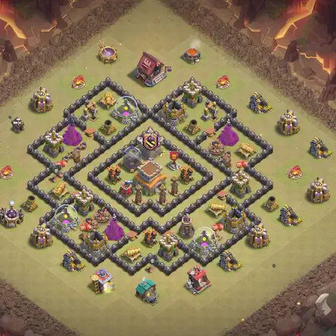 TH8 war Anti 3-Star base layout with copy link for Clash of Clans, layout #197