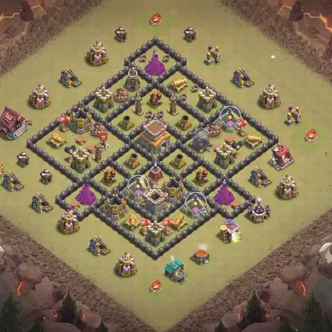 TH8 war Anti 3-Star base layout with copy link for Clash of Clans, layout #203