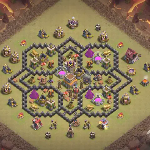 TH8 war Anti 3-Star base layout with copy link for Clash of Clans, layout #206