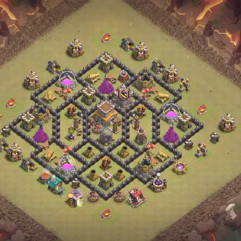 TH8 war Anti 3-Star base layout with copy link for Clash of Clans, layout #209