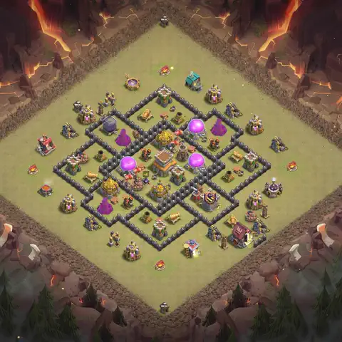 TH8 war Anti 3-Star base layout with copy link for Clash of Clans, layout #218