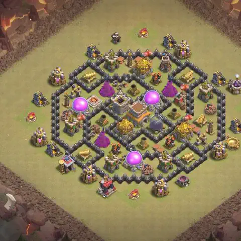 TH8 war CWL base layout with copy link for Clash of Clans, layout #034