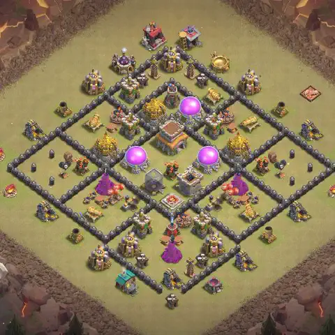 TH8 war CWL base layout with copy link for Clash of Clans, layout #064