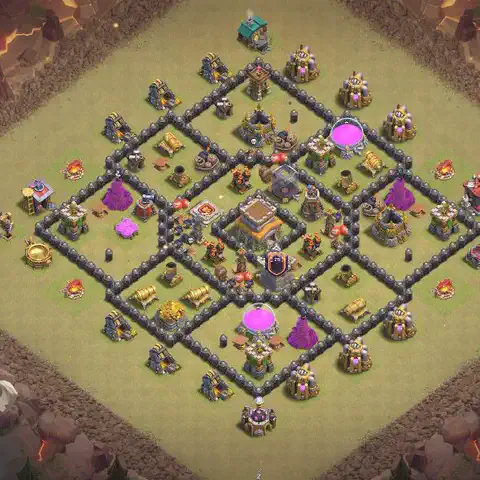 TH8 war CWL base layout with copy link for Clash of Clans, layout #076