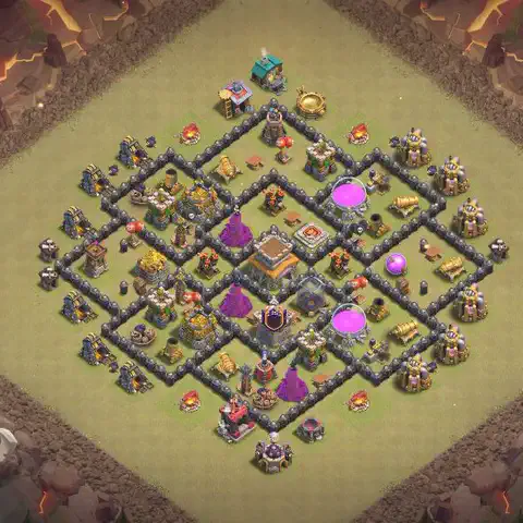 TH8 war CWL base layout with copy link for Clash of Clans, layout #079