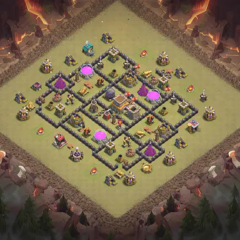 TH8 war CWL base layout with copy link for Clash of Clans, layout #106