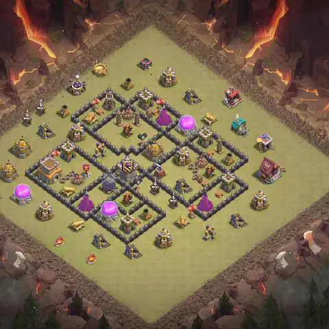 TH8 war CWL base layout with copy link for Clash of Clans, layout #109