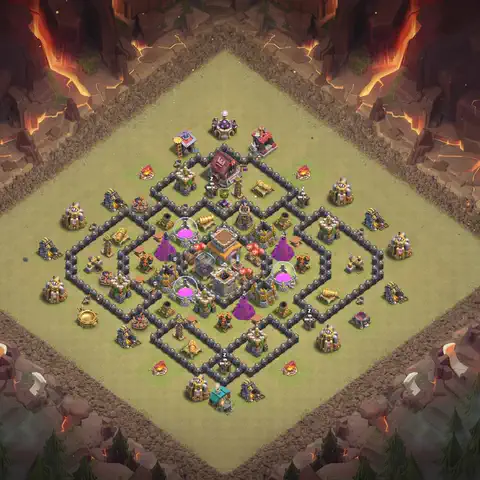 TH8 war CWL base layout with copy link for Clash of Clans, layout #112