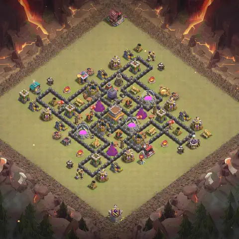TH8 war CWL base layout with copy link for Clash of Clans, layout #124