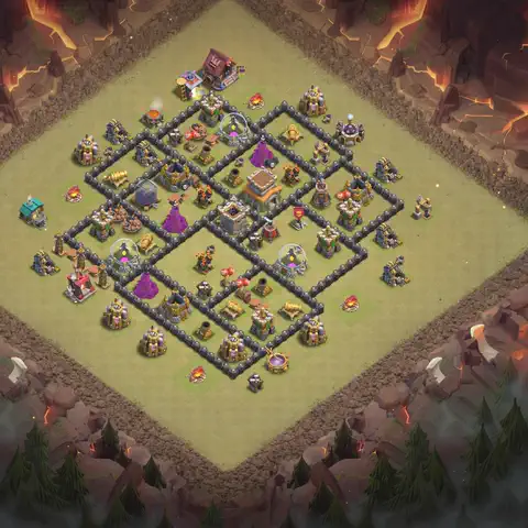TH8 war CWL base layout with copy link for Clash of Clans, layout #130