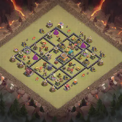TH8 war CWL base layout with copy link for Clash of Clans, layout #133