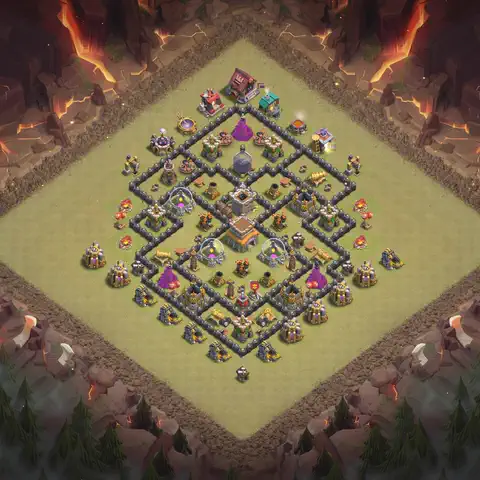 TH8 war CWL base layout with copy link for Clash of Clans, layout #139