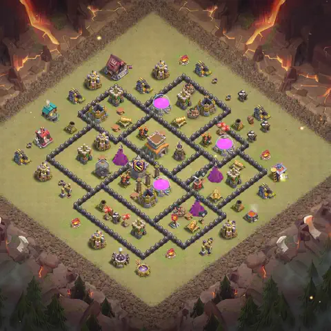 TH8 war CWL base layout with copy link for Clash of Clans, layout #142