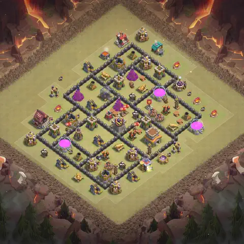 TH8 war CWL base layout with copy link for Clash of Clans, layout #145