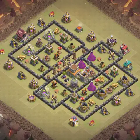 TH8 war CWL base layout with copy link for Clash of Clans, layout #157