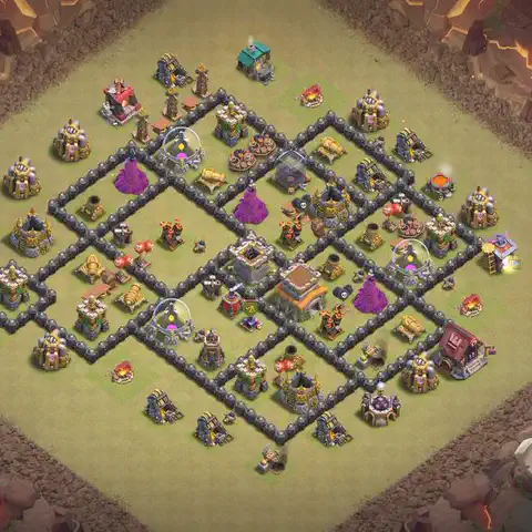 TH8 war CWL base layout with copy link for Clash of Clans, layout #163
