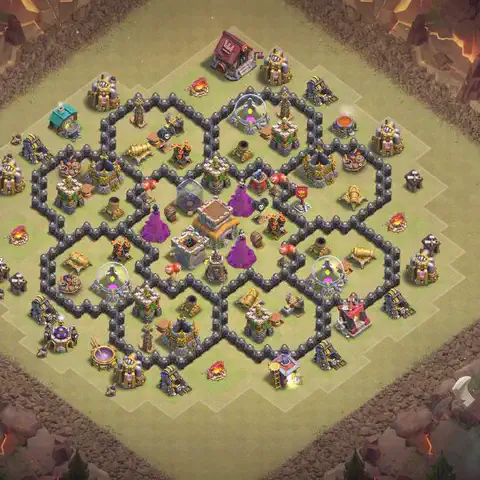 TH8 war CWL base layout with copy link for Clash of Clans, layout #166