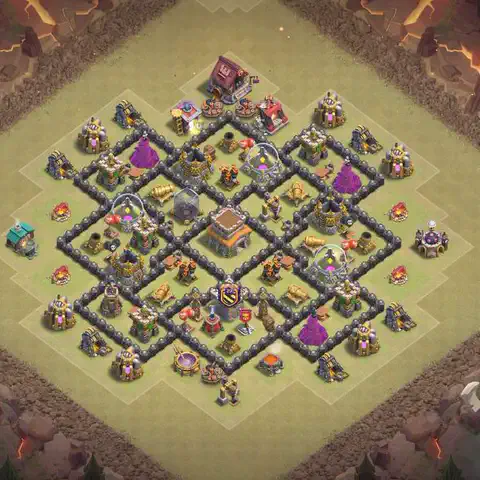 TH8 war CWL base layout with copy link for Clash of Clans, layout #172