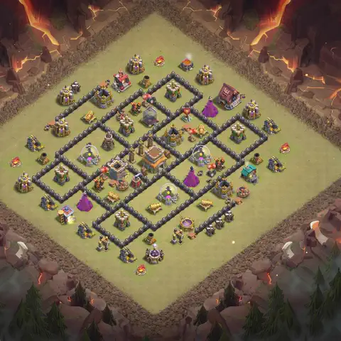 TH8 war CWL base layout with copy link for Clash of Clans, layout #187