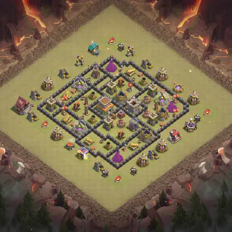 TH8 war CWL base layout with copy link for Clash of Clans, layout #190