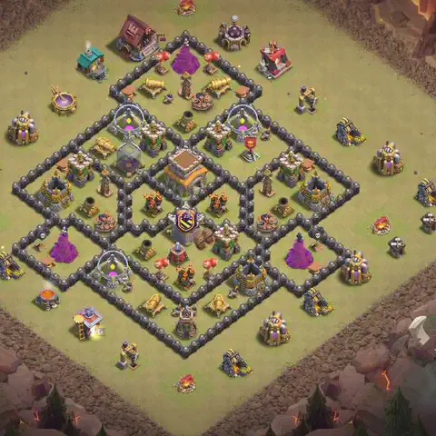 TH8 war CWL base layout with copy link for Clash of Clans, layout #196