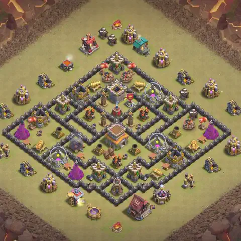 TH8 war CWL base layout with copy link for Clash of Clans, layout #202