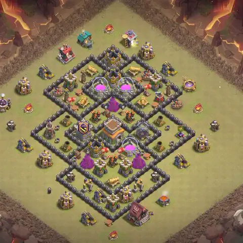 TH8 war CWL base layout with copy link for Clash of Clans, layout #205