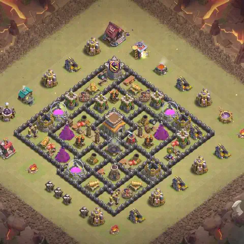 TH8 war CWL base layout with copy link for Clash of Clans, layout #208