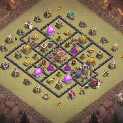 TH8 war CWL base layout with copy link for Clash of Clans, layout #214