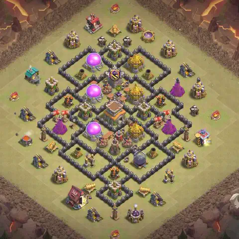TH8 war CWL base layout with copy link for Clash of Clans, layout #217