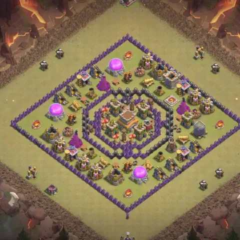 TH8 war Defense base layout with copy link for Clash of Clans, layout #009