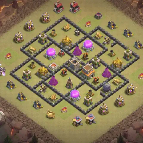 TH8 war Defense base layout with copy link for Clash of Clans, layout #012