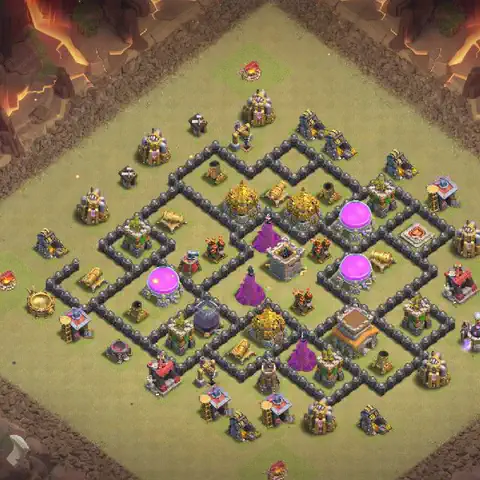 TH8 war Defense base layout with copy link for Clash of Clans, layout #015