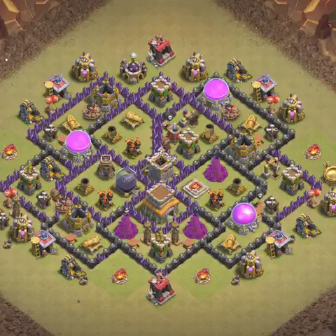TH8 war Defense base layout with copy link for Clash of Clans, layout #018